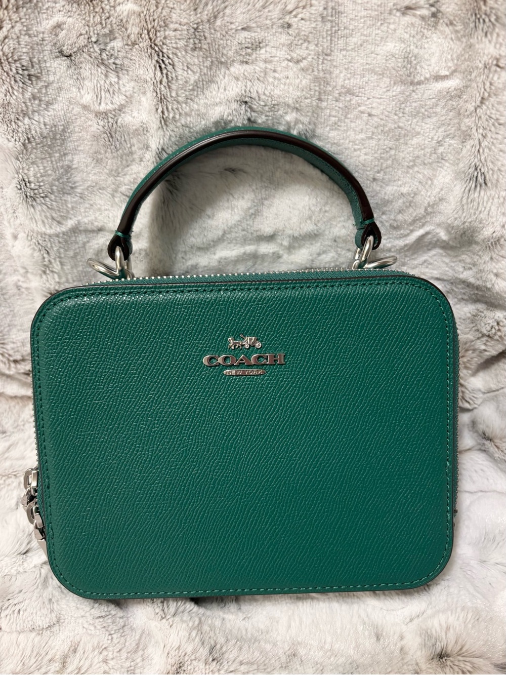 Authentic Coach Green Leather Mini Top-Handle Crossbody Bag